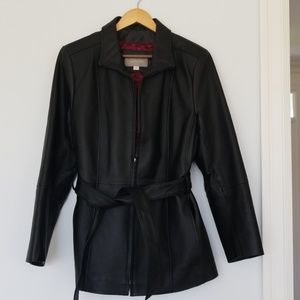 Croft & Barrow black leather trench style jacket